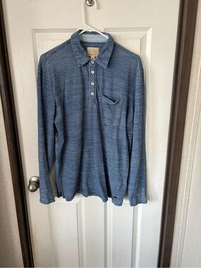 True Grit Men's Blue Long-Sleeve Polo Knit Shirt